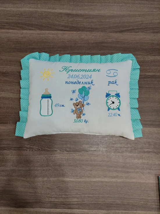 Възглавничка- визитка Бебешка възглавничка визитка 