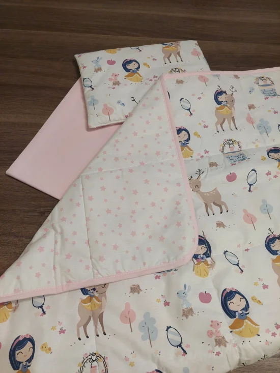 Комплекти за бебешка количка Комлект за количка СНЕЖАНКА в розово с розови звездички