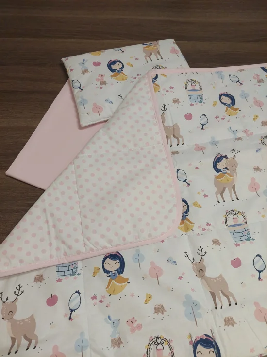 Комплекти за бебешка количка Комплект за количка СНЕЖАНКА в розово с точки