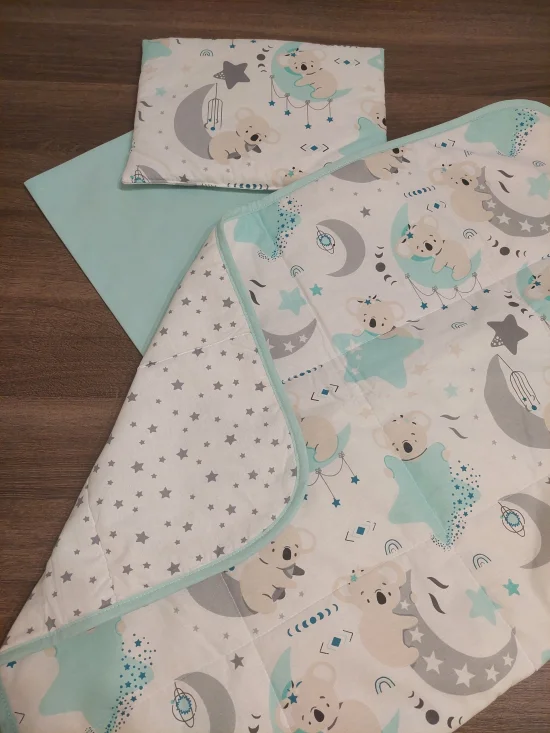 Комплекти за бебешка количка Комплект за количка КОАЛИ в цвят мента