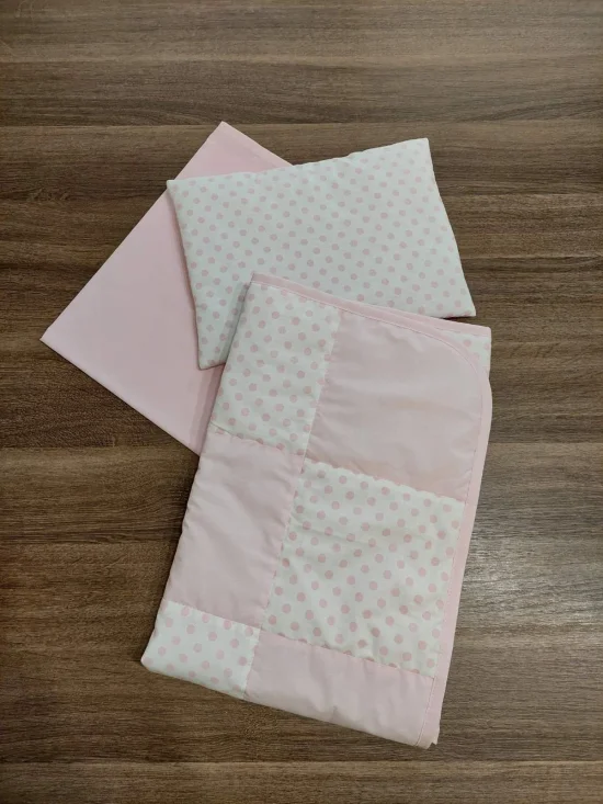 Комплекти за бебешка количка Комплект за количка КВАДРАТЧЕТА в розово