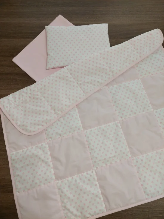 Комплекти за бебешка количка Комплект за количка КВАДРАТЧЕТА в розово