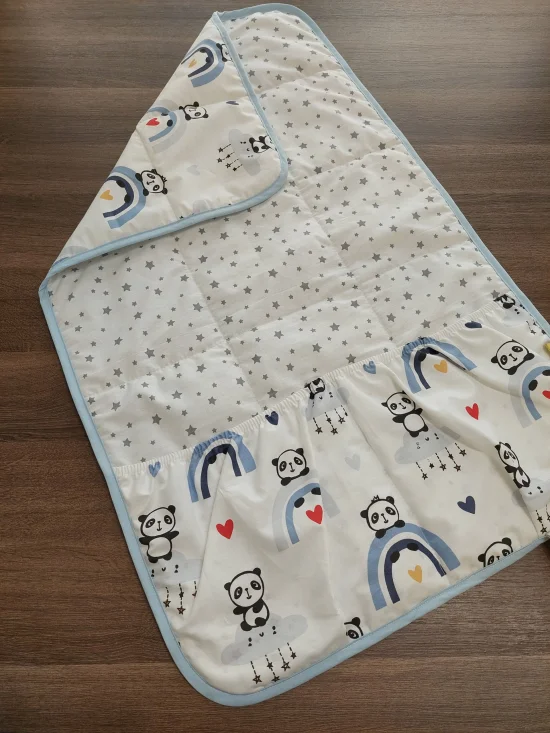 Подложки за повиване на бебе Подложка за повиване на бебе ПАНДИ в синьо