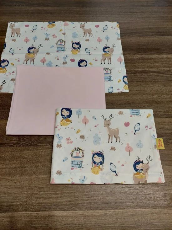 Спални комплекти от Ранфорс Спален комплект СНЕЖАНКА с розови звездички