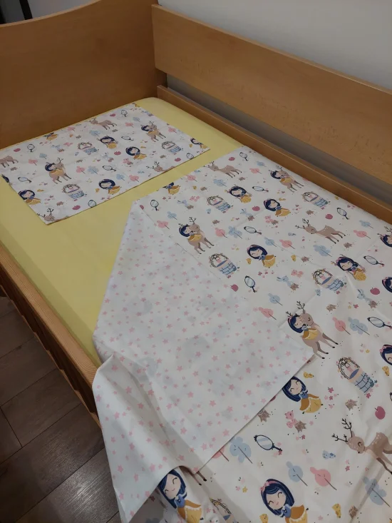 Спални комплекти от Ранфорс Спален комплект СНЕЖАНКА с розови звездички