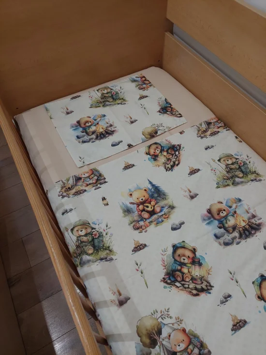 Спални комплекти от Ранфорс Спален комплект  МЕЧЕТА НА ПИКНИК 3D с точки