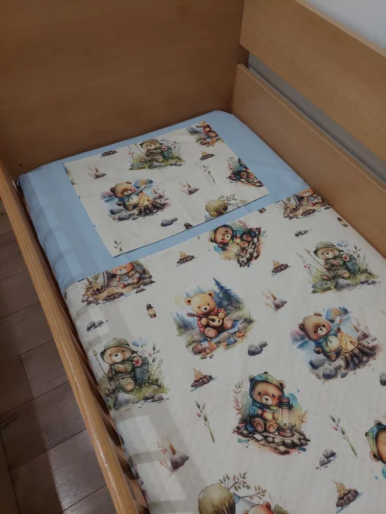 Спални комплекти от Ранфорс Спален комплект  МЕЧЕТА НА ПИКНИК 3D с точки