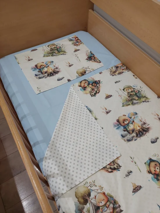 Спални комплекти от Ранфорс Спален комплект  МЕЧЕТА НА ПИКНИК 3D с точки